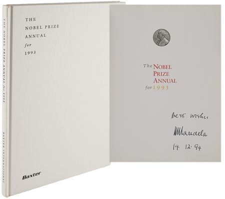 Lot #399 Nelson Mandela Signed Book - The Nobel Prize Annual for 1993 - Image 1