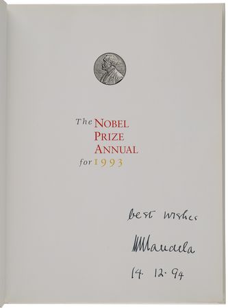 Lot #399 Nelson Mandela Signed Book - The Nobel Prize Annual for 1993 - Image 4