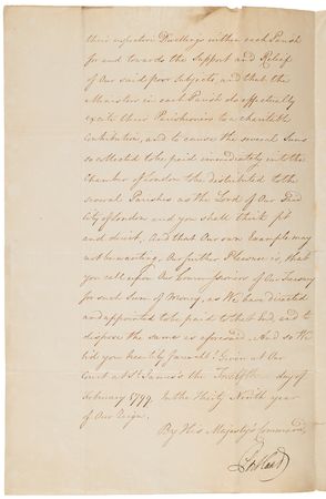 Lot #390 King George III Document Signed, Approving Funds and Donations to Aid the Poor - Image 2