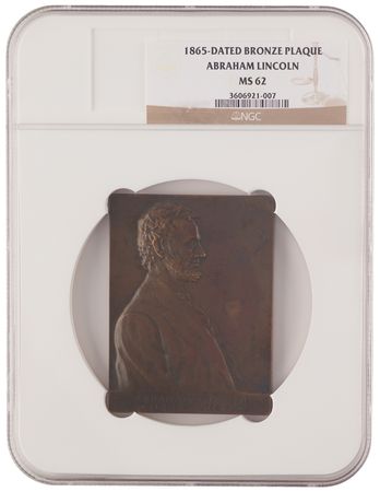 Lot #139 Abraham Lincoln: Victor D. Brenner Bronze Plaque - NGC MS 62 - Image 1