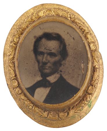 Lot #148 Abraham Lincoln Small 1860 Campaign Ferrotype Brooch - Image 1