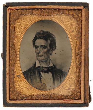 Lot #135 Abraham Lincoln Ninth Plate Ambrotype with J. H. Bufford Lithograph Portrait - Image 1