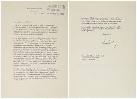 Lot #56 John F. Kennedy Typed Letter Signed as President, Defending His Proposal for a National Wildlife Refuge in Delaware - Image 1