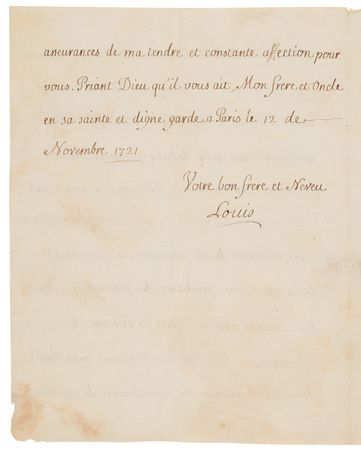Lot #273 King Louis XV Letter Signed to the Elector of Bavaria on His Impending Royal Marriage: 