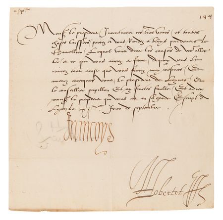 Lot #269 King Francis I Archive of (11) Letters Signed, Tending to Judicial, Diplomatic, and Political Issues in 16th-Century France - Image 8