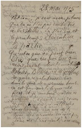 Lot #575 Guillaume Apollinaire Autograph Letter Signed to His Muse, from the Front Lines of WWI: 