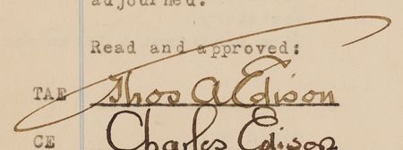 Lot #310 Thomas Edison Document Signed - Edison Phonograph Works Meeting Minutes, Approving the Purchase of 18th-Century English Mahogany Cabinets - Image 3