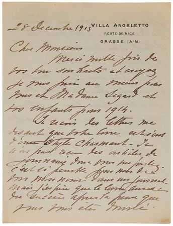 Lot #536 Mary Cassatt Autograph Letter Signed to Her Biographer - Image 1