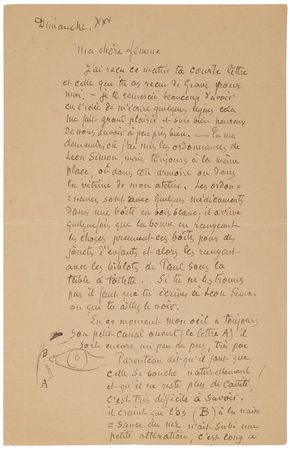 Lot #539 Camille Pissarro Autograph Letter Signed, Sketching a Diagram of His Eye - Image 1