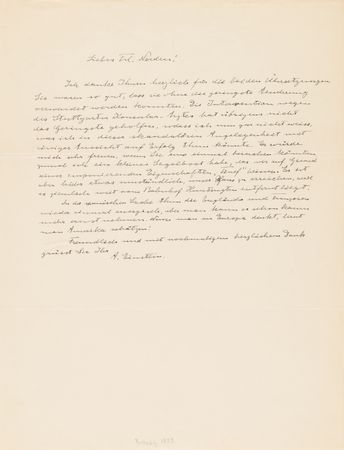 Lot #312 Albert Einstein Autograph Letter Signed on Prewar Politics: 
