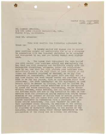 Lot #753 Roscoe 'Fatty' Arbuckle Document Signed - Image 2