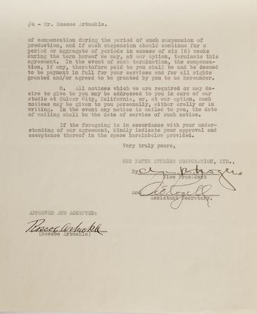 Lot #753 Roscoe 'Fatty' Arbuckle Document Signed - Image 1