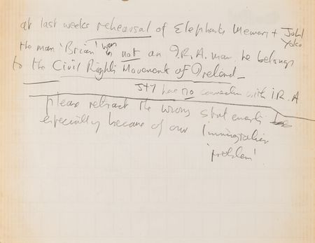 Lot #613 Beatles: John Lennon Handwritten Statement on His 