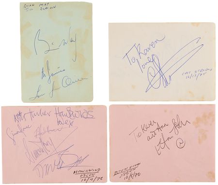 Lot #618 Queen Signatures (1975 and 1977) with Additional Autographs of Elton John, Cat Stevens, and Hawkwind - Image 2