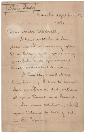 Lot #598 Henry Wadsworth Longfellow Autograph Letter Signed to a Fellow Poet - Image 1