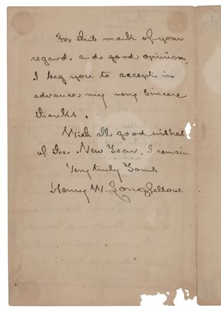 Lot #598 Henry Wadsworth Longfellow Autograph Letter Signed to a Fellow Poet - Image 2