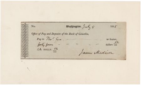Lot #11 James Madison Signed Check as President (1815) - Image 2
