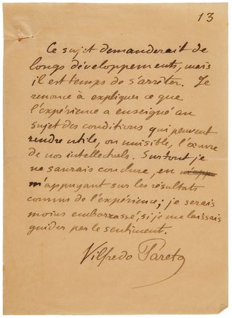 Lot #325 Vilfredo Pareto Autograph Manuscript Signed on Intellectuals: 