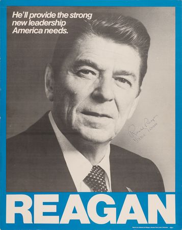 Lot #191 Ronald and Nancy Reagan Signed 1980 Presidential Campaign Poster (17? x 22?) - Image 1