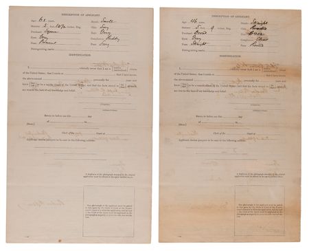 Lot #48 Woodrow and Edith Wilson (2) Signed Passport Applications - Preparing for the Paris Peace Conference and Treaty of Versailles - Image 2