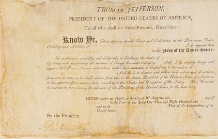 Lot #8 Thomas Jefferson Document Signed as