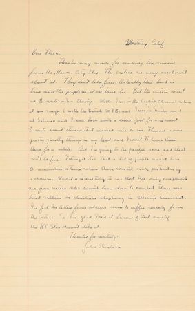 Lot #581 John Steinbeck Autograph Letter Signed: 