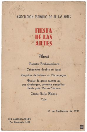 Lot #559 Walt Disney Signed Menu from His 1941 South American Goodwill Tour - Image 2