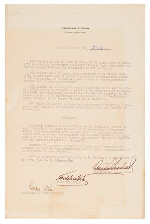 Lot #357 Fidel Castro Document Signed - Image 1