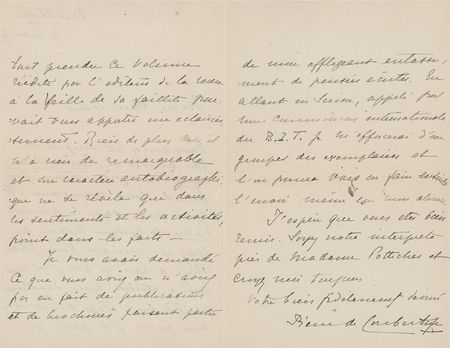 Lot #792 Pierre de Coubertin Autograph Letter Signed - Image 2