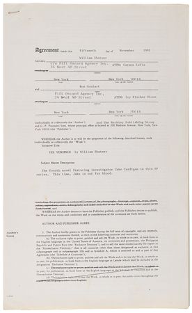Lot #777 William Shatner Document Signed for. His Novel Tek Vengence - Image 1