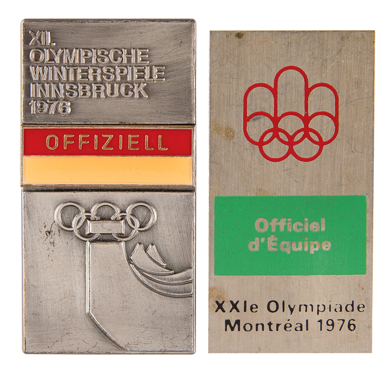 Lot 3237 Montreal and Innsbruck 1976 Summer and Winter Olympics (2) Official's Badges