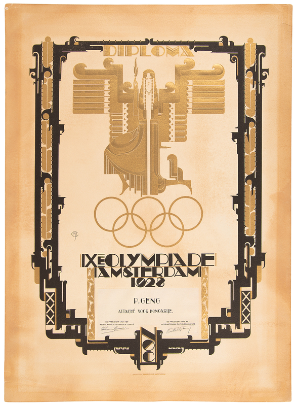 Lot 3161 Amsterdam 1928 Summer Olympics Participation Diploma