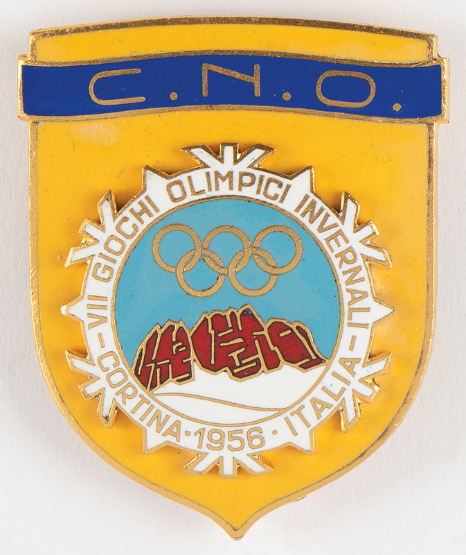 Lot 3212 Cortina 1956 Winter Olympics NOC Badge
