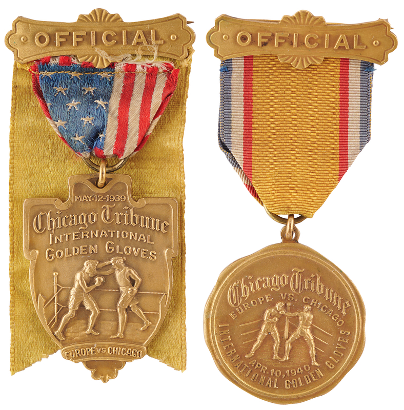 Lot 3343 International Golden Gloves (2) Officials' Badges from 1939 and 1940 - Chicago vs Europe