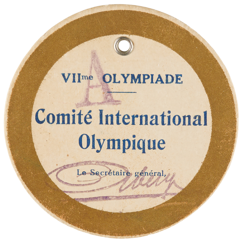 Lot 3186 Antwerp 1920 Olympics International Olympic Committee Cardboard Badge
