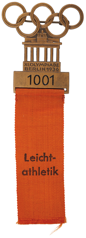 Lot 3200 Berlin 1936 Summer Olympics Participant's Badge for Athletics