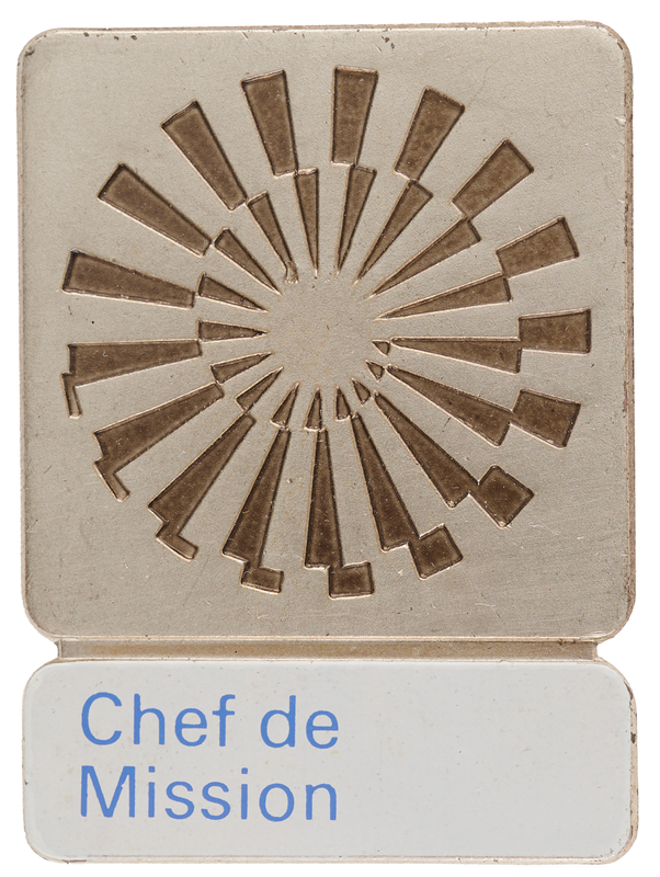Lot 3233 Munich 1972 Summer Olympics Chef de Mission Badge