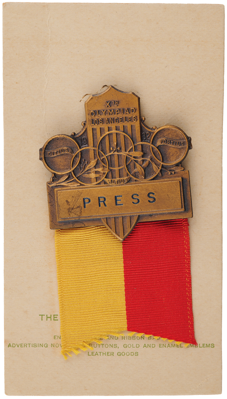 Lot 3199 Los Angeles 1932 Summer Olympics Press Badge