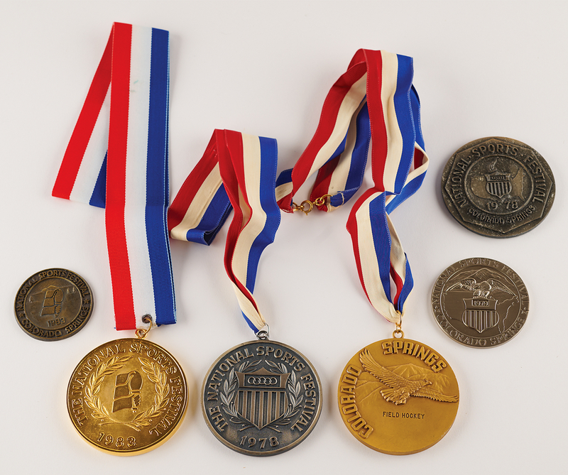 Lot 3329 Diane Moyer's National Sports Festival Lot of (5) Winners' and Commemorative Medals