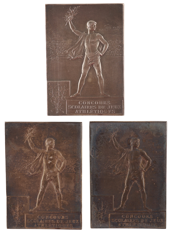 Lot 3050 Paris 1900 Olympics Set of (3) Silver Winners' Medals for School Athletic Games Competitions