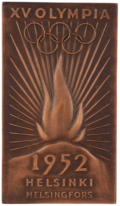 Lot 3138 Helsinki 1952 Summer Olympics Torchbearer Plaque