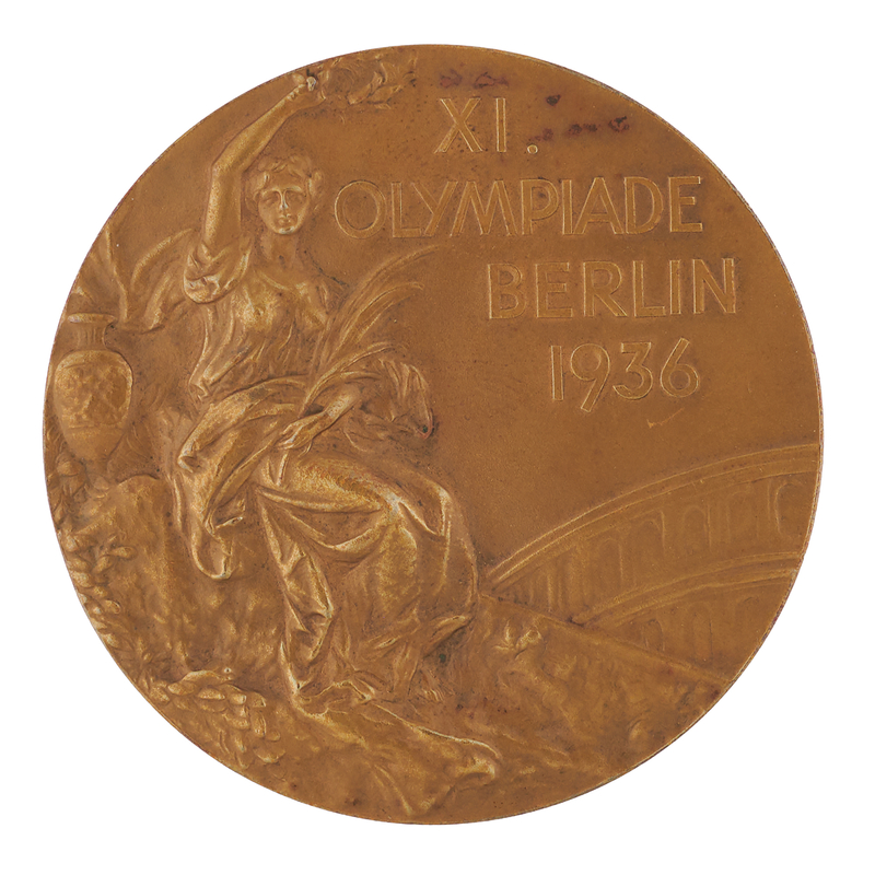 Lot 3070 Berlin 1936 Summer Olympics Bronze Winner's Medal with Original Case and Third-Place Diploma
