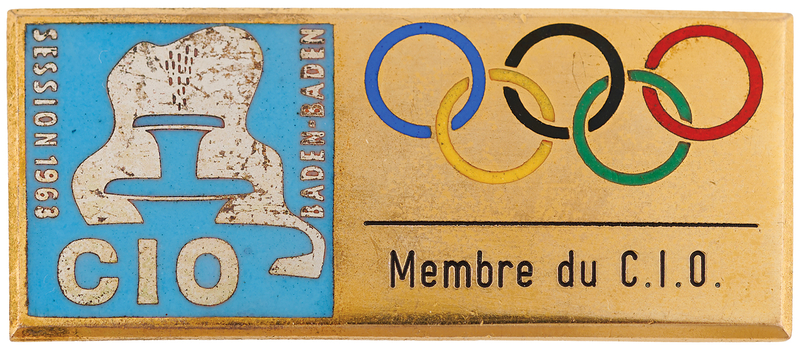 Lot 3219 61st IOC Session in Baden-Baden, 1963. IOC Member's Badge