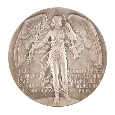 Lot #3116 London 1908 Olympics Judge's Silvered Bronze Participation Medal - Image 2