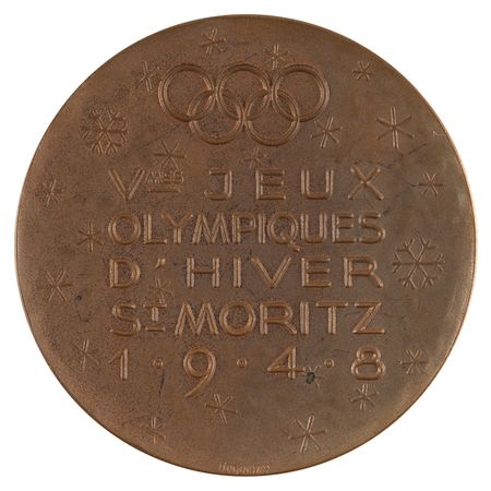 Lot #3130 St. Moritz 1948 Winter Olympics Bronze Participation Medal - Image 2