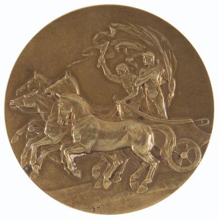 Lot #3119 London 1908 Olympics Gilt Bronze Participation Medal - Image 1