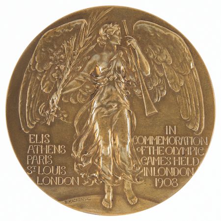 Lot #3119 London 1908 Olympics Gilt Bronze Participation Medal - Image 2