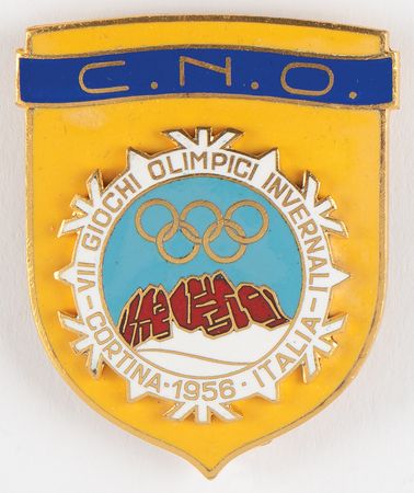 Lot #3212 Cortina 1956 Winter Olympics NOC Badge - Image 1