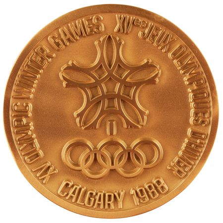 Lot #3092 Calgary 1988 Winter Olympics Gold, Silver, and Bronze Winners' Medals Display - Image 8