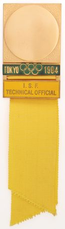 Lot #3227 Tokyo 1964 Summer Olympics Official's Badge for Wrestling - Image 1